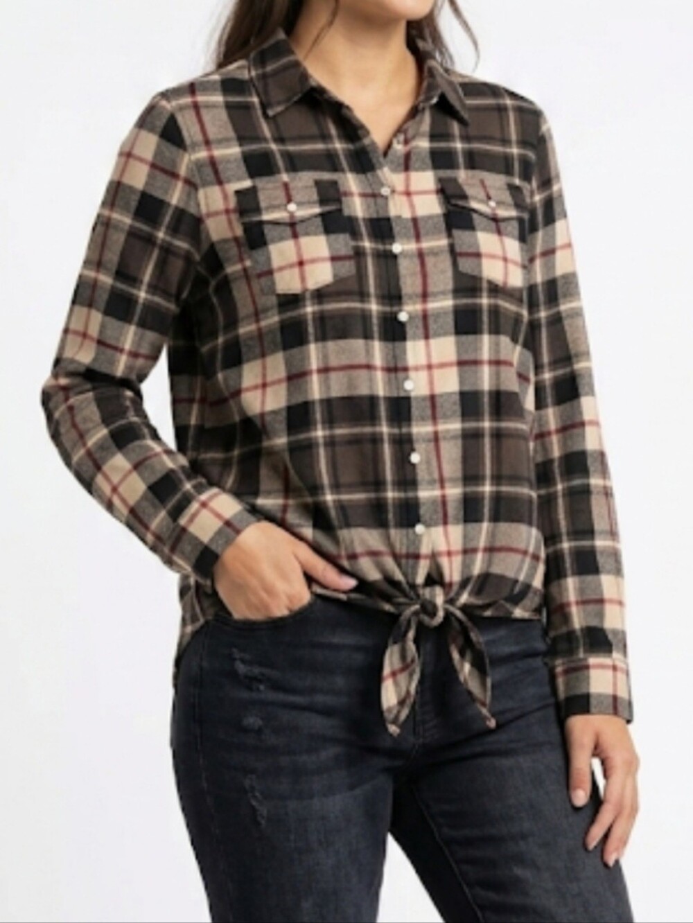 New York Laundry‎ Woman's Flannel Look Shirt - Size 1X And 3X Color Multicolor